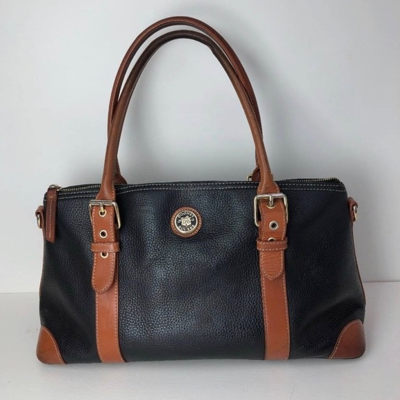 Dooney & Bourke Black Satchel with Tan Accents - Picture 1 of 12